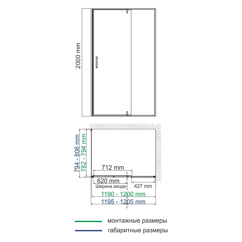 Душевой уголок 120x80x200см WasserKraft Elbe 74P06