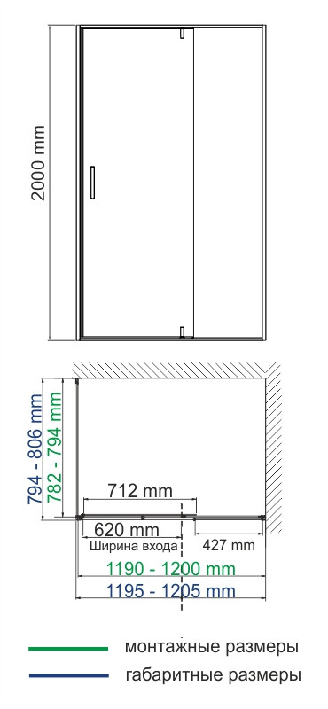 Душевой уголок 120x80x200см WasserKraft Elbe 74P06