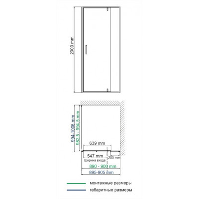 Душевой уголок 90x100x200см WasserKraft Elbe 74P18