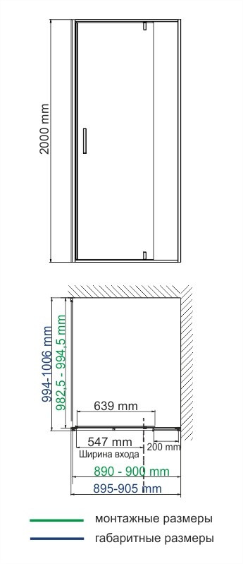 Душевой уголок 90x100x200см WasserKraft Elbe 74P18