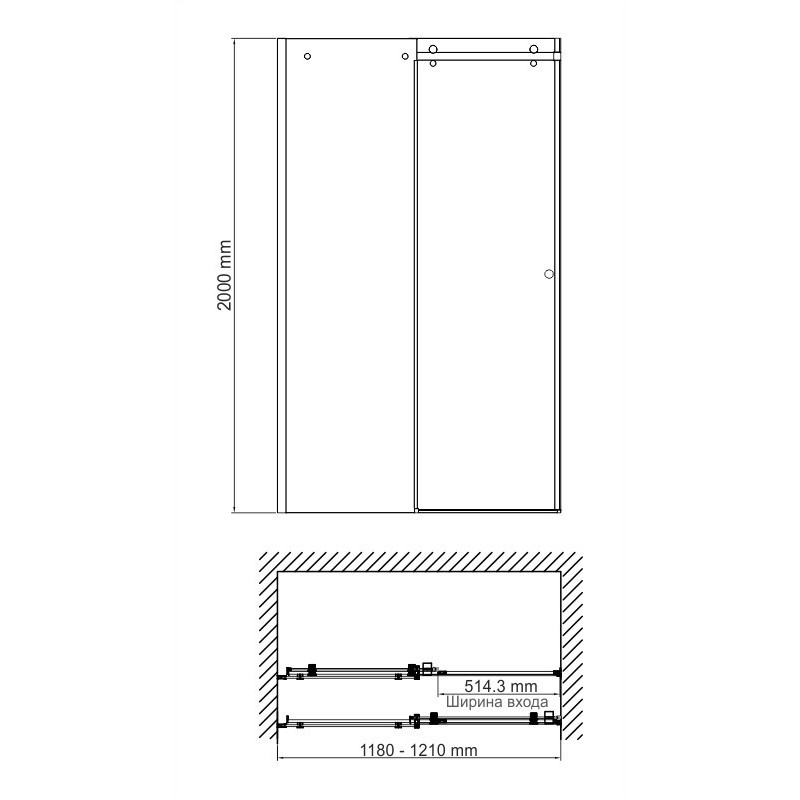 Душевая дверь 120x200см WasserKraft Vils 56R05