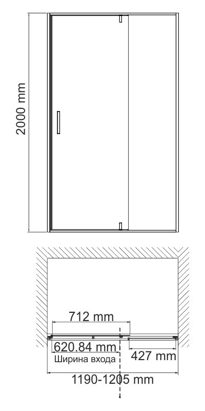 Душевая дверь 120x200см WasserKraft Neime 19P05