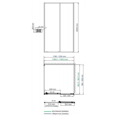 Душевой уголок 120x90x200см WasserKraft Dill 61S07