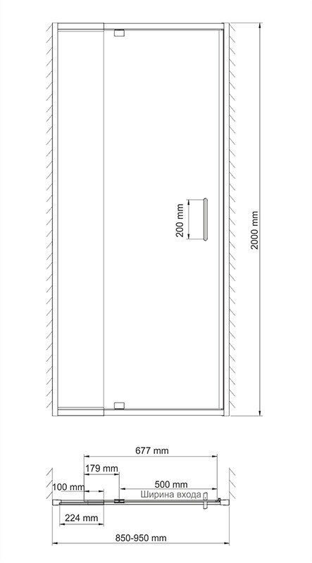 Душевая дверь 90x200см WasserKraft Berkel 48P04
