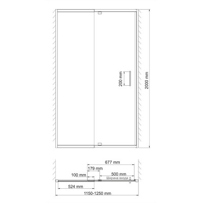 Душевая дверь 120x200см WasserKraft Berkel 48P05