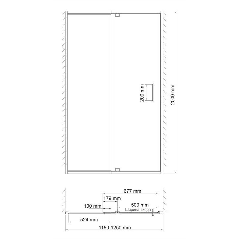 Душевая дверь 120x200см WasserKraft Berkel 48P05