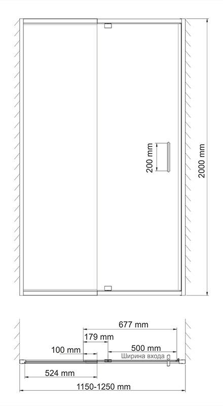 Душевая дверь 120x200см WasserKraft Berkel 48P05