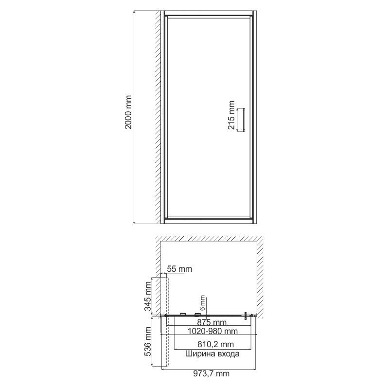 Душевая дверь 100x200см WasserKraft Salm 27I12