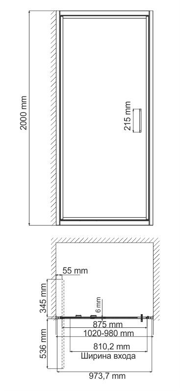 Душевая дверь 100x200см WasserKraft Salm 27I12