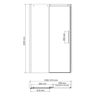 Душевая дверь 130x200см WasserKraft Dinkel 58R30