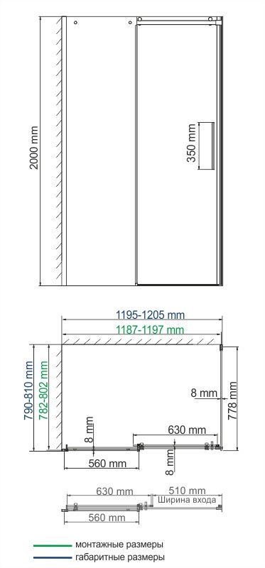 Душевой уголок 120x80x200см WasserKraft Dinkel 58R06
