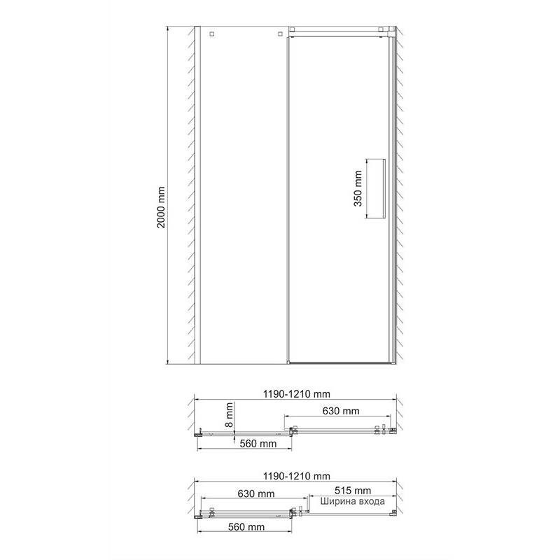 Душевая дверь 120x200см WasserKraft Alme 15R05