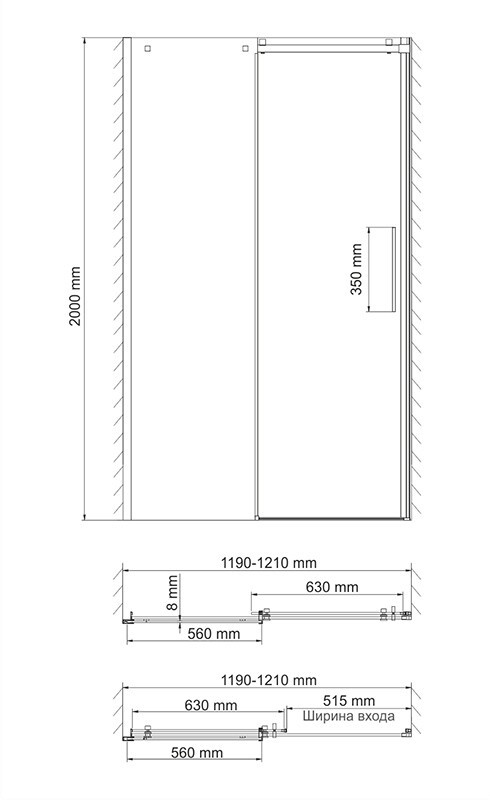 Душевая дверь 120x200см WasserKraft Alme 15R05