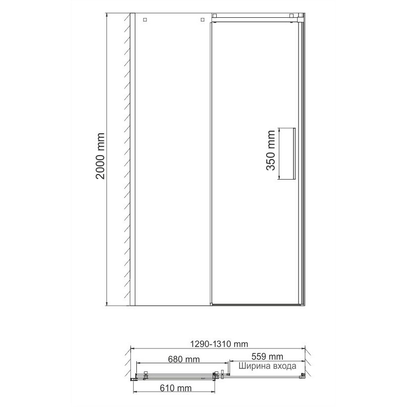 Душевая дверь 130x200см WasserKraft Alme 15R30