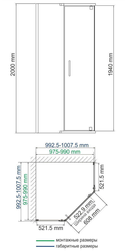 Душевой уголок 100x100x200см WasserKraft Leine 35P38