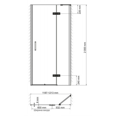 Душевая дверь правая 120x200см WasserKraft Aller 10H05R