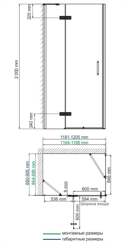 Душевой уголок левый 120x90x200см WasserKraft Aller 10H07L