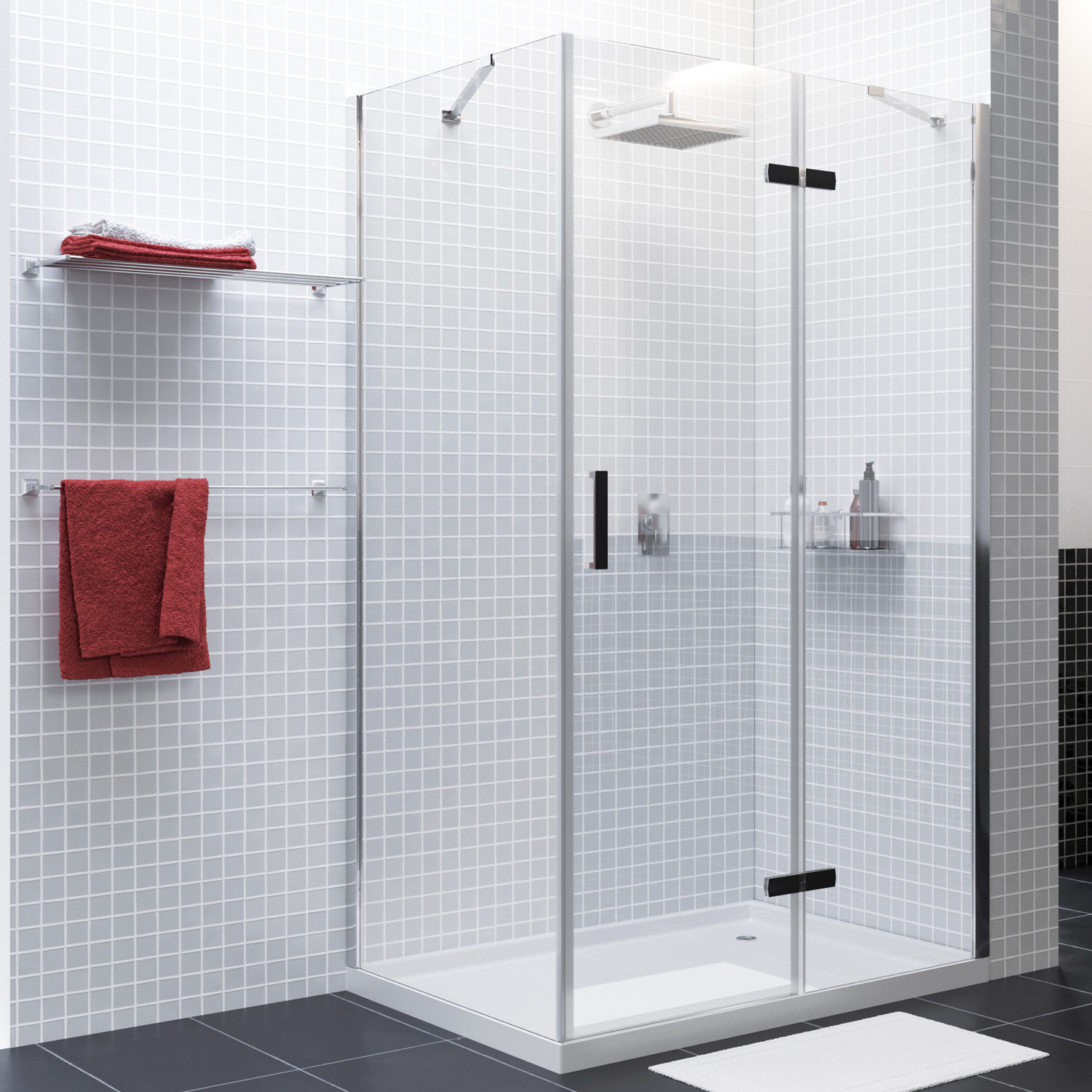 Душевой уголок правый 120x80x200см WasserKraft Aller 10H06RBLACK MATT