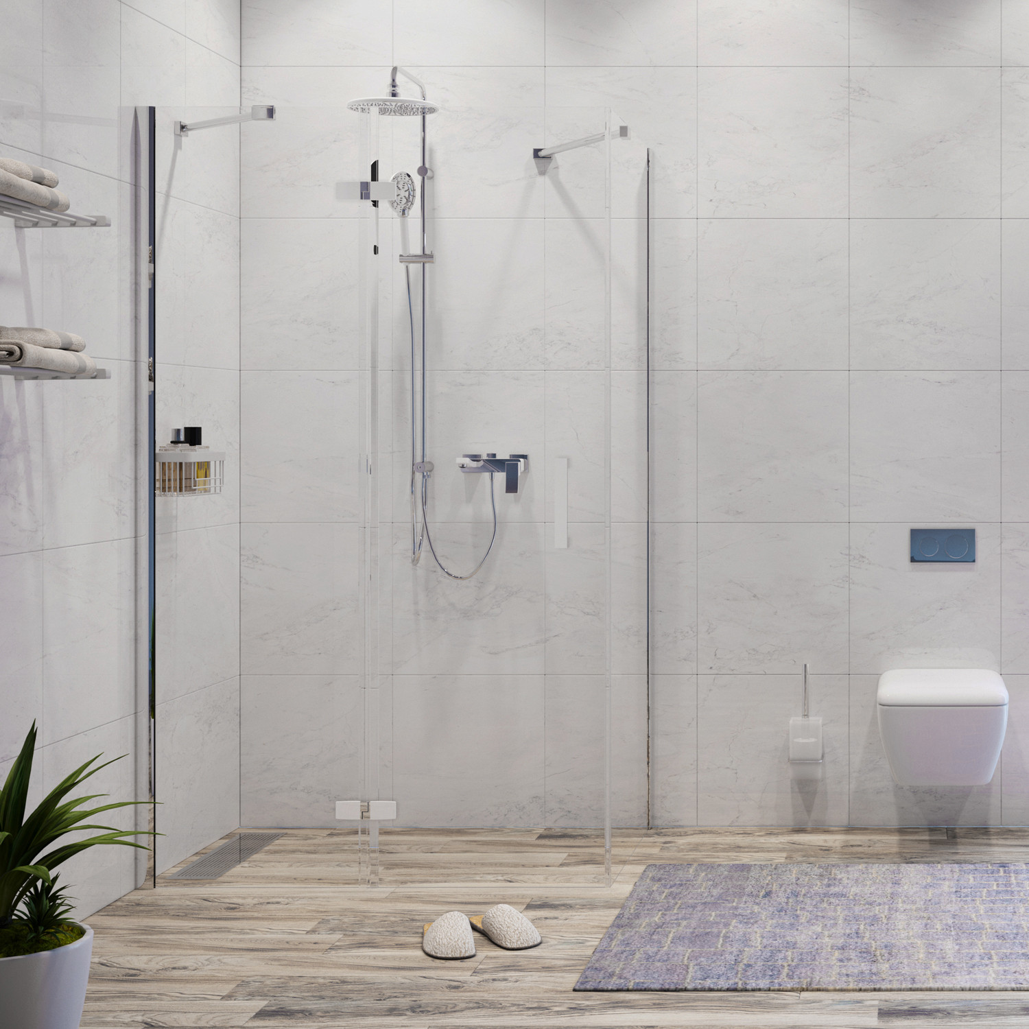 Душевой уголок левый 120x80x200см WasserKraft Aller 10H06LWHITE