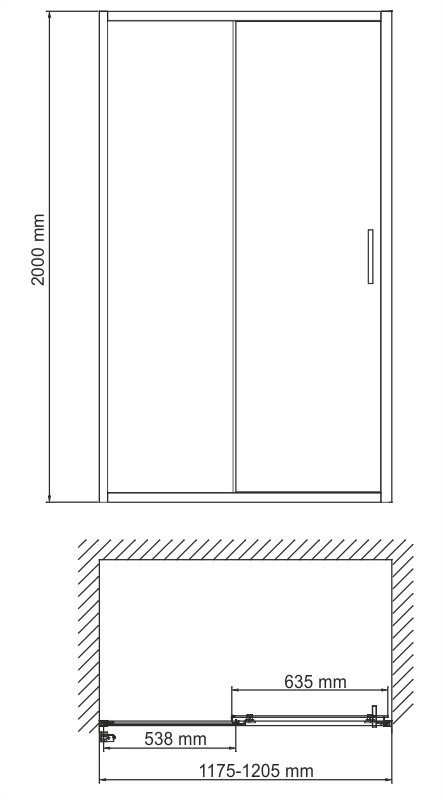 Душевая дверь 120x200см WasserKraft Main 41S05