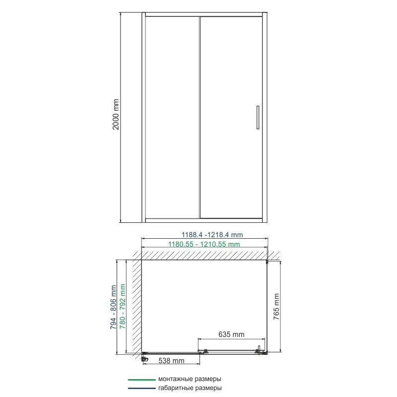 Душевой уголок 120x80x200см WasserKraft Main 41S06
