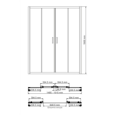 Душевая дверь 150x190см WasserKraft Lippe 45S08