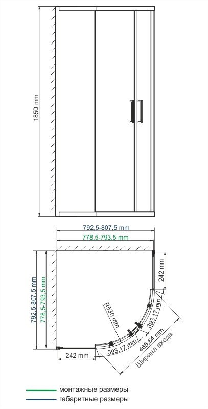 Душевой уголок 80x80x185см WasserKraft Lippe 45S00