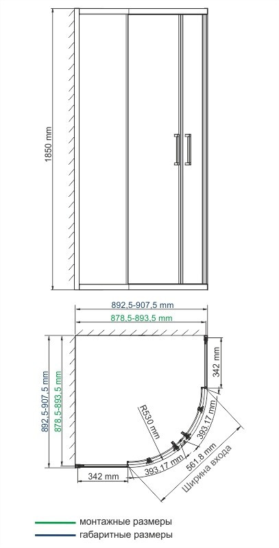 Душевой уголок 90x90x185см WasserKraft Lippe 45S01