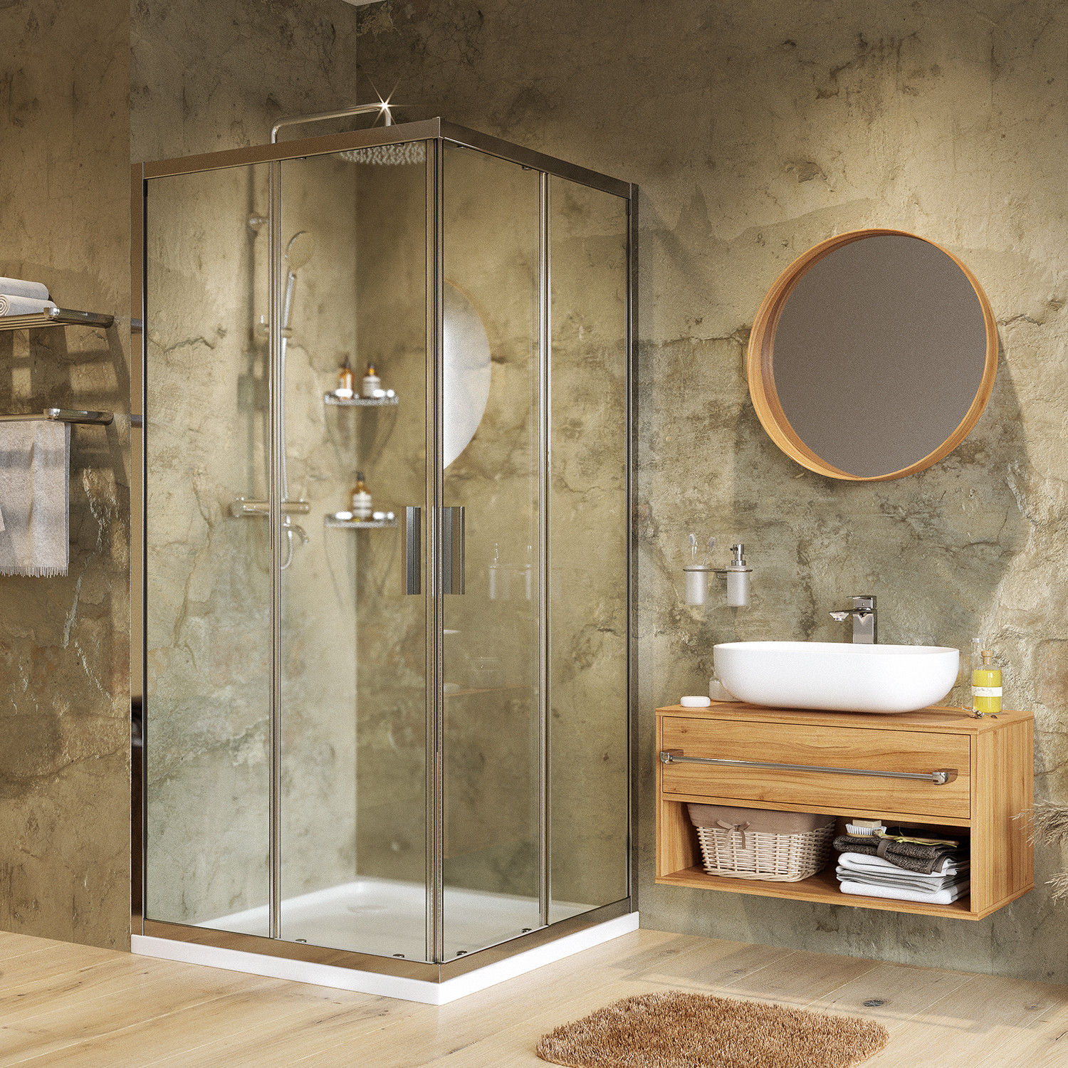 Душевой уголок 90x90x185см WasserKraft Lippe 45S03