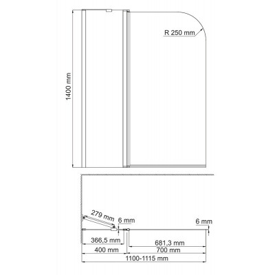 Душевая шторка 110х140см Wasserkraft Leine 35P02-110 Fixed