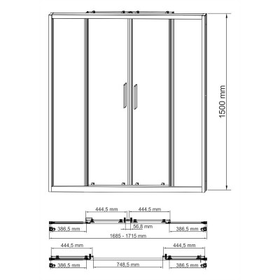Душевая шторка 170х150см Wasserkraft Lippe 45S02-170