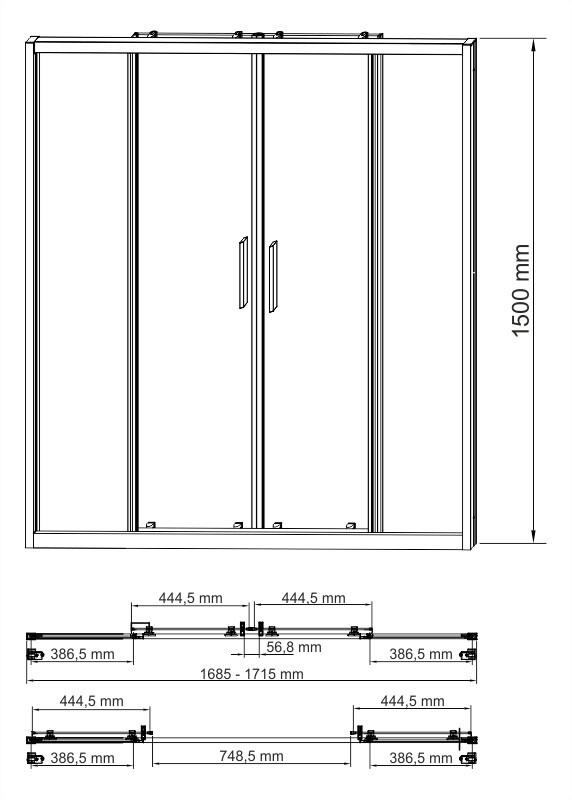 Душевая шторка 170х150см Wasserkraft Lippe 45S02-170