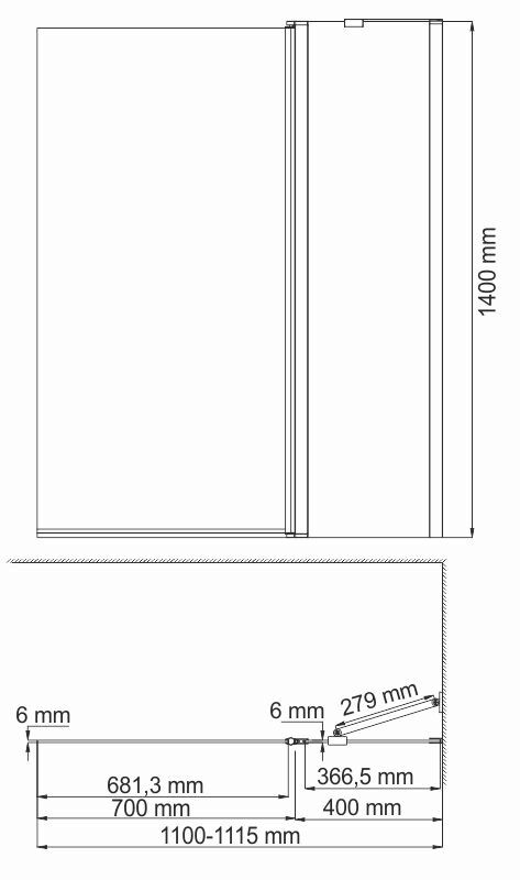 Душевая шторка матовое стекло 110х140см Wasserkraft Berkel 48P02-110R Matt glass Fixed