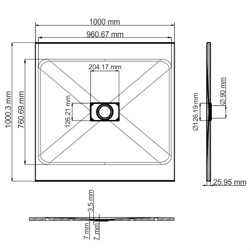 Душевой поддон 100x100x26см WasserKraft Elbe 74T19