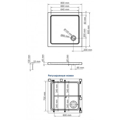 Душевой поддон 80x80x17.5см WasserKraft Amper 29T02