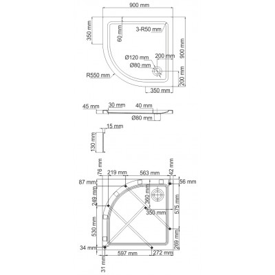 Душевой поддон 90x90x17.5см WasserKraft Isen 26T01