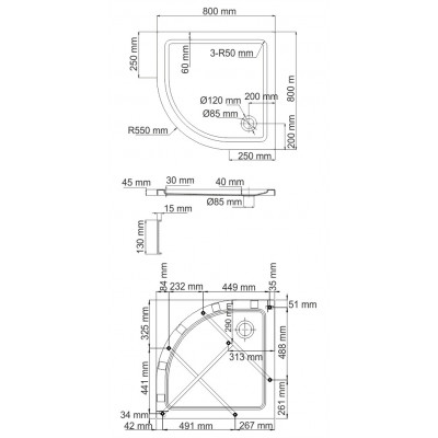 Душевой поддон 80x80x17.5см WasserKraft Isen 26T00
