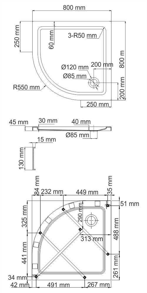 Душевой поддон 80x80x17.5см WasserKraft Isen 26T00
