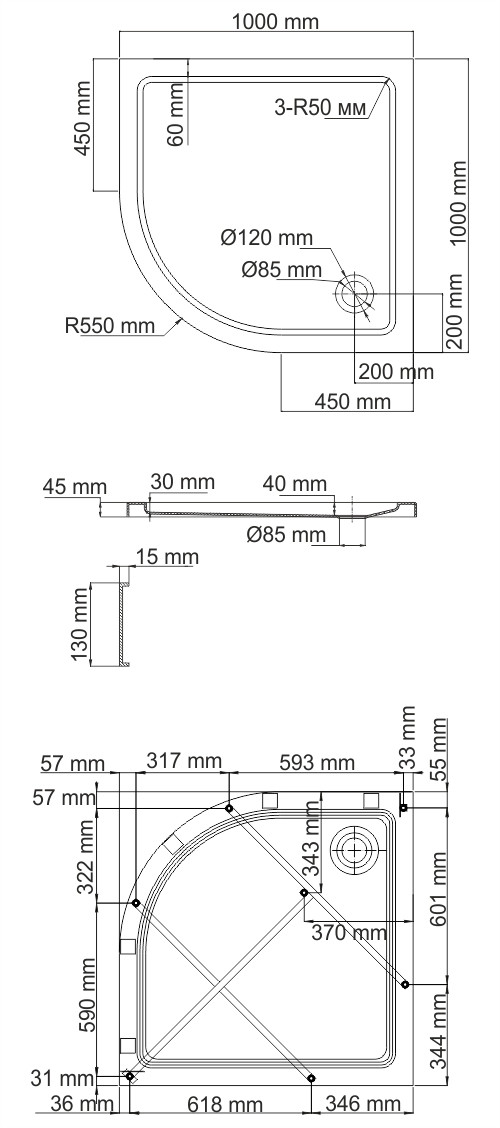 Душевой поддон 100x100x17.5см WasserKraft Isen 26T23
