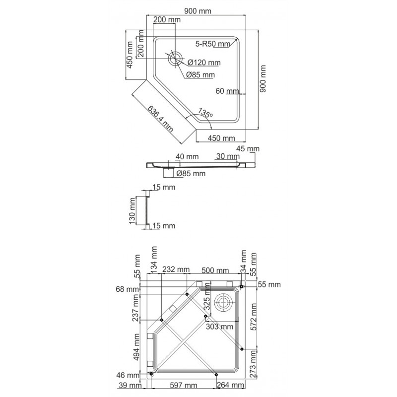 Душевой поддон 90x90x17.5см WasserKraft Isen 26T11
