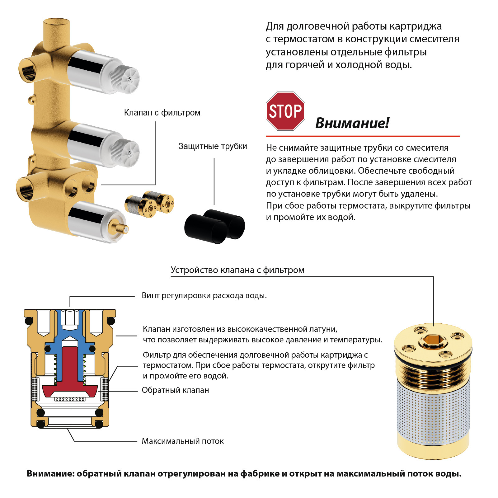 Душевая система встроенная с термостатом Timo Tetra-Thermo SX-0179/17SM Золото матовое