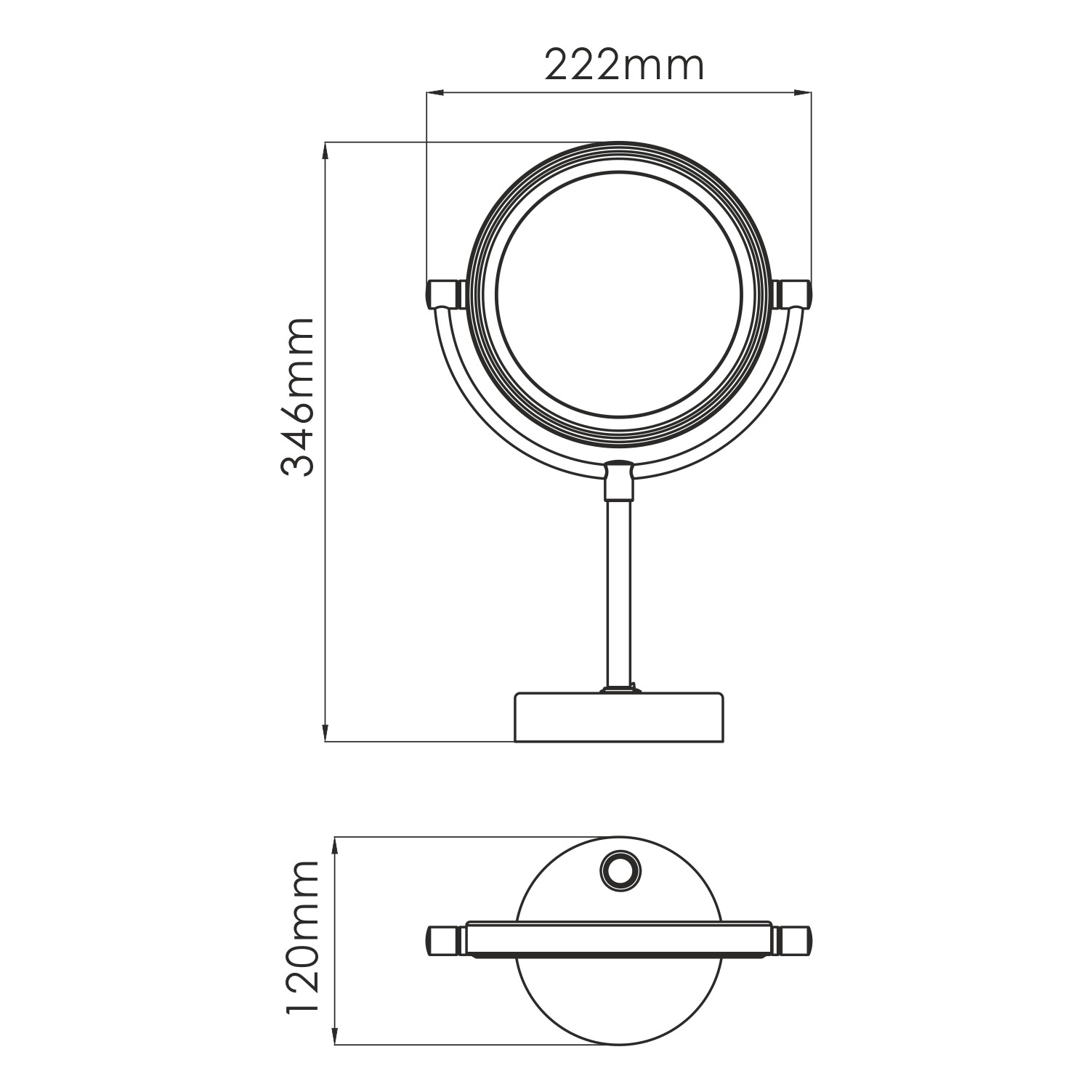 Зеркало с подсветкой двухстороннее чёрное WasserKRAFT K-1005BLACK