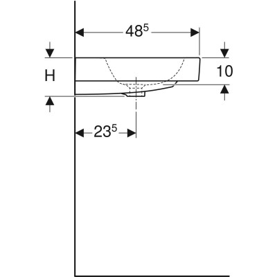 Раковина Geberit iCon 90x48.5см, отверстие под смеситель по центру, перелив на виду, Белый 124090000