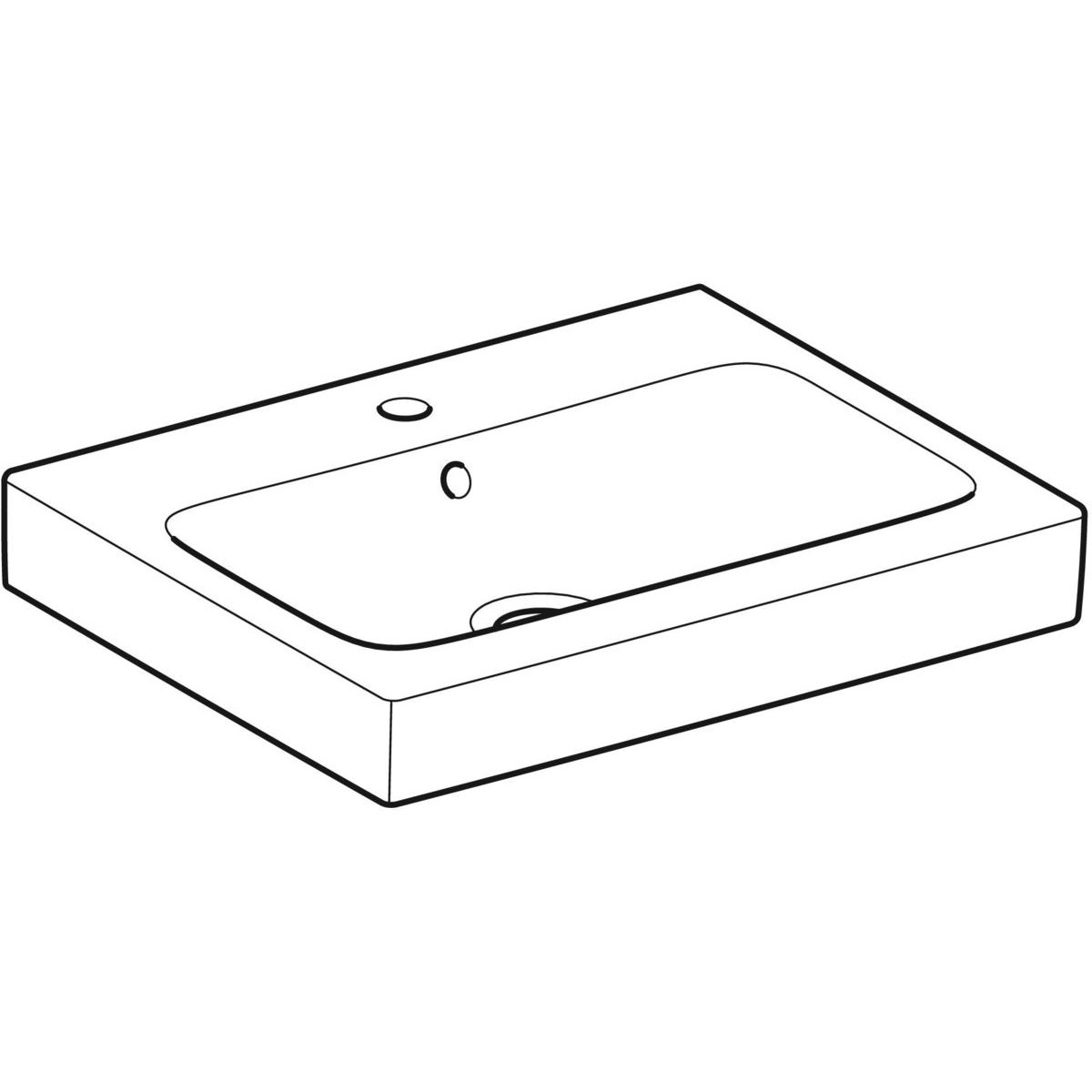 Раковина Geberit iCon 60x48.5см, отверстие под смеситель по центру, перелив на виду, Белый 124060000