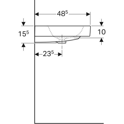 Раковина Geberit iCon 60x48.5см, отверстие под смеситель по центру, перелив на виду, Белый 124060000