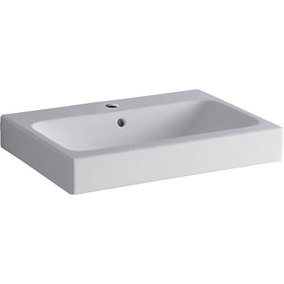 Раковина Geberit iCon 60x48.5см, отверстие под смеситель по центру, перелив на виду, Белый 124060000