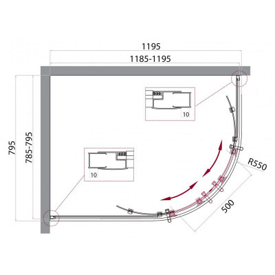 Душевой уголок 120x80 Belbagno UNO-195-RH-2-120/80-C-Cr