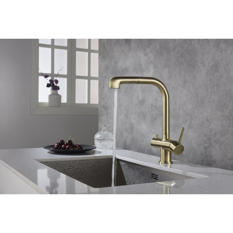 Смеситель для кухни с подключением фильтра бронза Timo Saona 2346/02FL