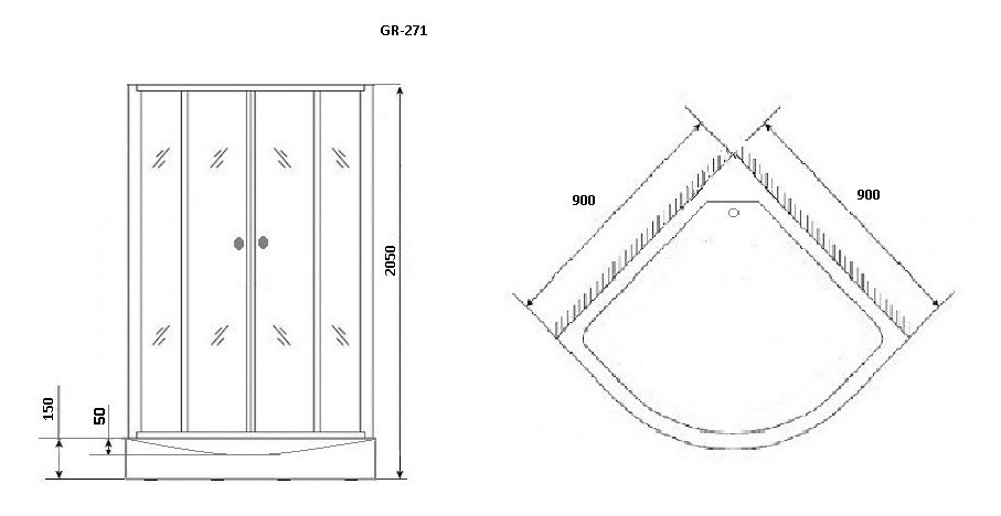 Душевая кабина 90х90x205см Grossman GR-271
