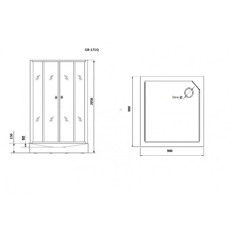 Душевая кабина левая 90х90x205см Grossman GR-171QL